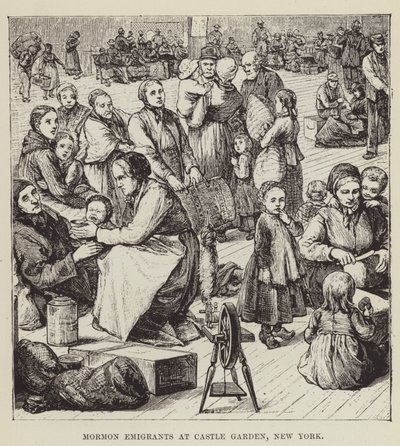 Mormonemigranter ved Castle Garden, New York av George Augustus Sala