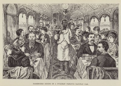 Passasjerer som spiser i en Pullman Parlour Railway Car av George Augustus Sala