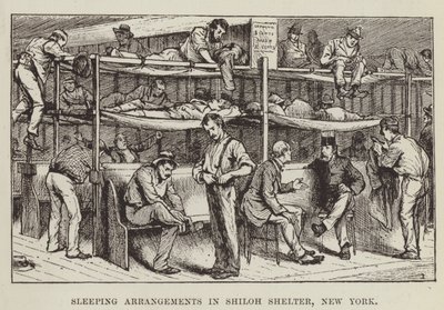 Soveordninger i Shiloh Shelter, New York av George Augustus Sala