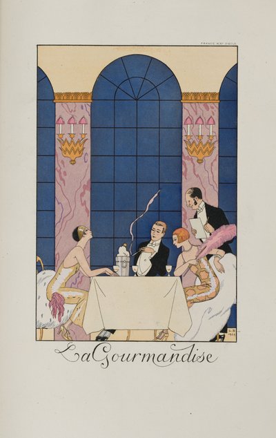 Frills og dikkedarer: La Gourmandise, 1924. av George Barbier