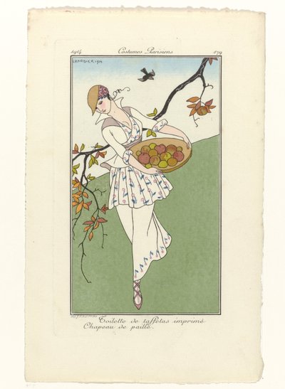 Journal des Dames et des Modes, Costumes Parisiens, 1914, nr. 179: Toaletter i taft (...) av George Barbier