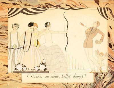 Sikt mot hjertet, vakre damer! Fra Le Bonheur du Jour eller, Les Graces à la Mode, 1924. av George Barbier