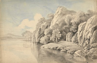 Elvebredd med høye steiner av George Barret