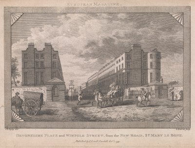 Devonshire Place og Wimpole Street ... av George Barret Jr.