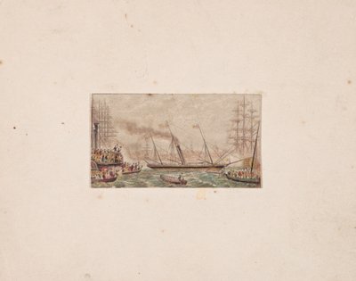 Nålebokstrykk: The Royal Fleet in Kilkenny Bay (?) av George Baxter