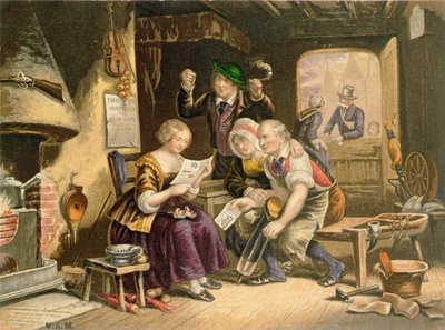 Nyheter hjemmefra, 1854 av George Baxter