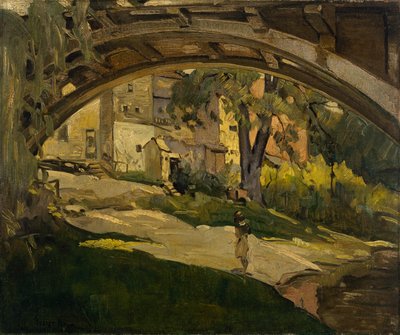 Jente under buet bro (olje på lerret) av George Benjamin Luks