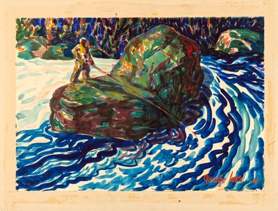 Guidefiske (akvarell på papir) av George Benjamin Luks