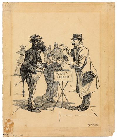 Gateselger, ca. 1895 (blekk på papir) av George Benjamin Luks