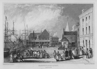 Barnstaple Quay, Devon (gravering) av George Bryant Campion