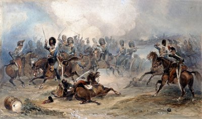 Kaptein Norman Ramsay, Royal Horse Artillery, galopperte troppene sine gjennom den franske hæren i sikkerhet i slaget ved Fuentes de Onoro, 1811 av George Bryant Campion