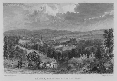Exeter, fra Pensylvania Hill (gravering) av George Bryant Campion
