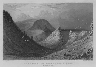 The Valley of Rocks nær Linton, North Devon (gravering) av George Bryant Campion
