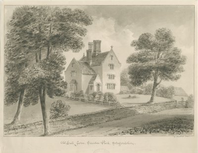 Sandon - Old Hall Farm: sepia vask tegning av George Buckler