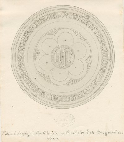 Teddesley Hall - Patent: penn og vask tegning av George Buckler