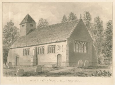 Whitmore Church: sepia-tegning, 1841 av George Buckler