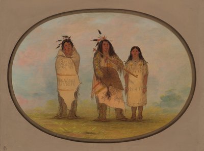 En Cheyenne-sjef, hans kone og en medisinmann, 18611869. av George Catlin