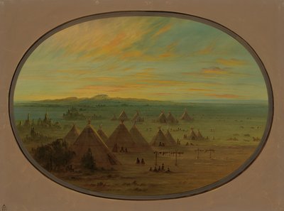 En kråkelandsby ved Salmon River, 18551869. av George Catlin