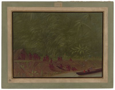 A Mura Encampment - Båtskisse av George Catlin