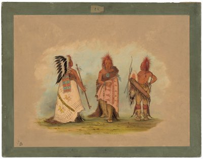 En Pawnee-sjef med to krigere av George Catlin