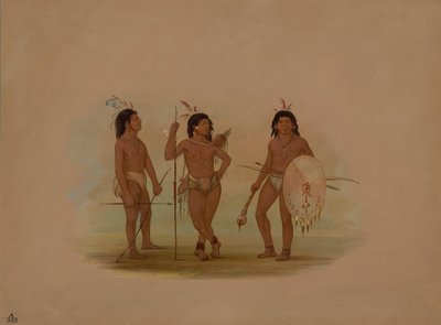 En Puelchee-sjef og to unge krigere, 18541869. av George Catlin
