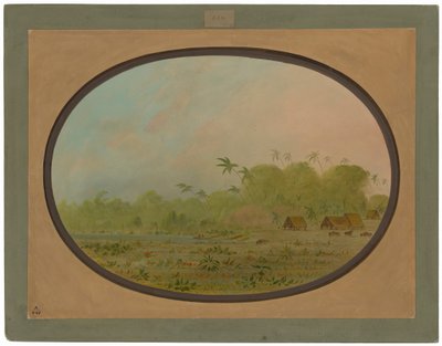 En liten landsby med Remos-indianere av George Catlin