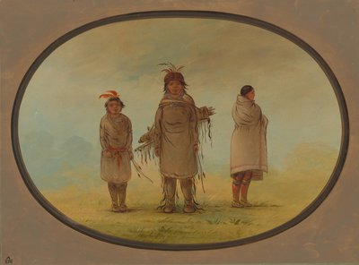 En steinkriger, hans kone og en gutt, 18551869. av George Catlin