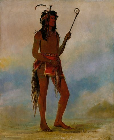 Ah-nó-je-nahge, Han som står på begge sider, en fremtredende ballspiller av George Catlin