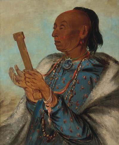 Ah-tón-we-tuck, Cock Turkey, Repeating His Prayer, 1830. av George Catlin