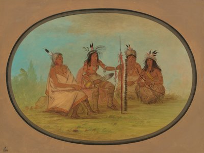 En gammel Ojibbeway-sjef og tre krigere, 18611869. av George Catlin