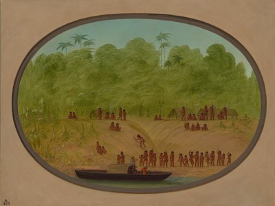 An Omagua Village - Boat Sketch, 18541869. av George Catlin