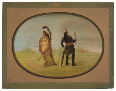 Assiniboine-sjef før og etter sivilisasjonen av George Catlin