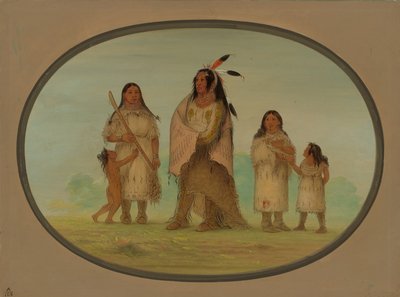 Assinneboine Warrior og hans familie, 18611869. av George Catlin