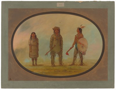 Athapasca-sjef, hans kone og en kriger av George Catlin