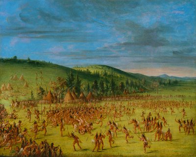 Ballspill av Choctaw--Ball Up, 1846-1850. av George Catlin