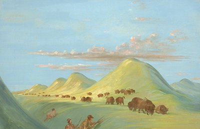 Batiste, Bogard og jeg nærmer meg Buffalo på Missouri, 1837-1839. av George Catlin