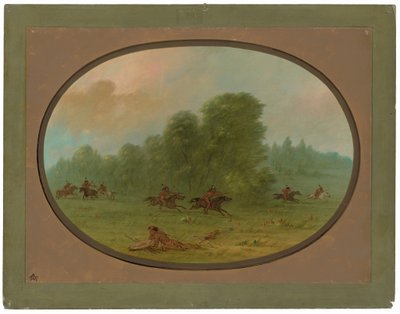 Kamp mellom Jiccarilla Apachees og Camanchees av George Catlin