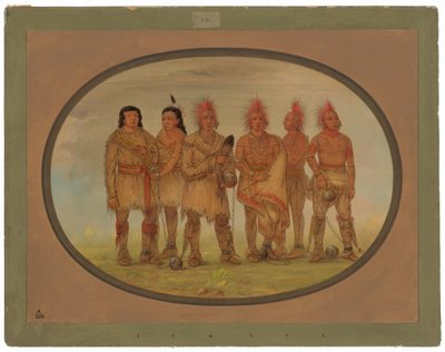Black Hawk og fem andre Saukie-fanger av George Catlin