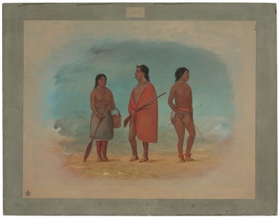 Botocudo-sjef, hans kone og en ung mann av George Catlin