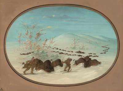 Buffalo Chase in the Snow Drifts - Ojibbeway, 18611869. av George Catlin