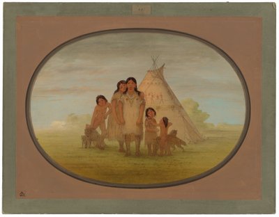 Camanchee Chief's Children og Wigwam av George Catlin