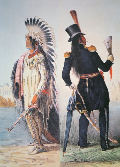 Civilization of the Indian, ca. 1833 (farge litho) av George Catlin