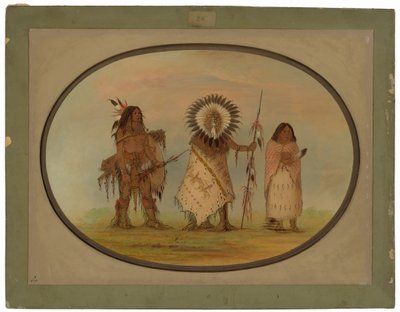 Kråkesjef, hans kone og en kriger av George Catlin
