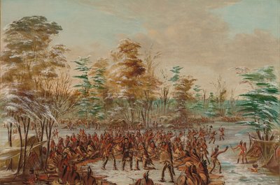 De Tonty saksøker for fred i Iroquois Village. 2. januar 1680, 18471848. av George Catlin