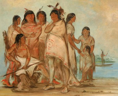Du-cór-re-a, stammens høvding, og hans familie av George Catlin