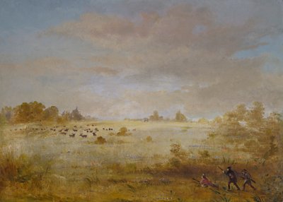 Elg beiter på en høstpræri, 1846-1848. av George Catlin