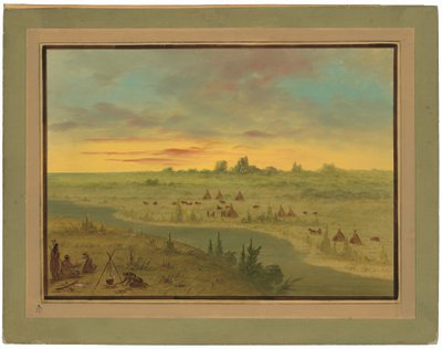 Leir av Pawnee-indianere ved solnedgang av George Catlin