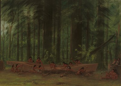 Utgraving av en kano - Nayas-indianere, 18551869. av George Catlin