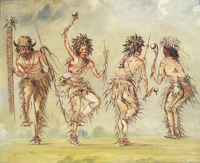 Fire dansere, 1843-1844. av George Catlin