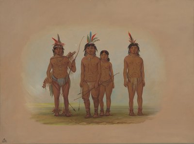 Fire Macouchi-indianere, 18541869. av George Catlin